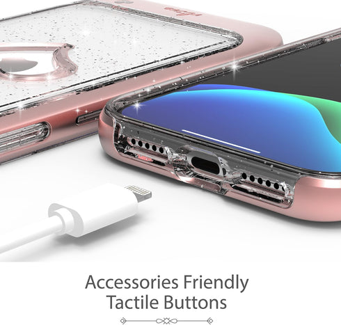 VENA vLove Glitter Clear Case - Rose Gold Compatible with Apple iPhone 11 Pro Max (6.5"-inch 2019)