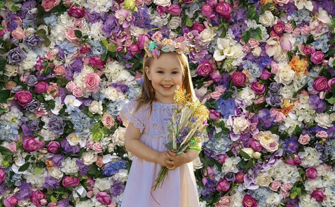 RiePoiia 7x5ft Colorful Flowers Wall Backdrop Spring Blooming Flowers Oil Painting Background Wedding Bridal Birthday