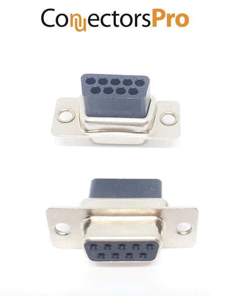 5 Sets Crimp Type DB9 Female + Plastic Hoods + Pins Set, D-Sub 9P Female Crimp Connector Kit