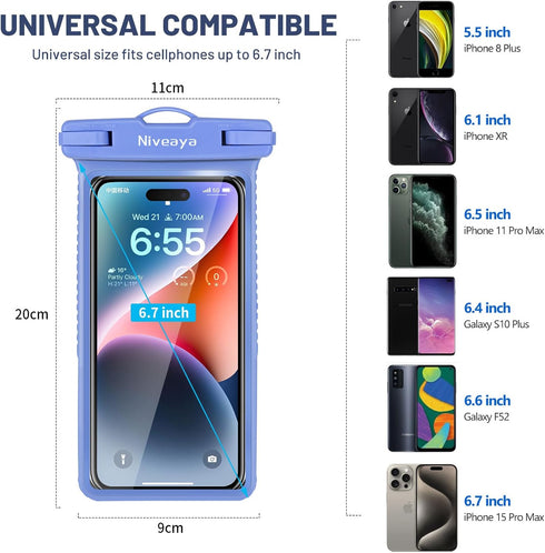 Niveaya Waterproof Phone Pouch, Compatible with iPhone 15 14 13 12 Pro Max, IPX8 Kayak Accessories, Travel Essentials