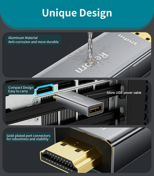 Reborn HDMI to DisplayPort Adapter, 4K@60Hz HDMI Male to DP Female Converter for Laptop, PS5, Xbox