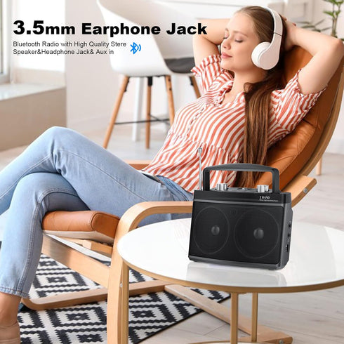 Portable AM FM Radio with Best Reception, Transistor Radio with Bluetooth, Wall or Battery Powered, Small Radio for