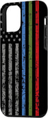iPhone 12 mini Case with Police Military and Fire Thin Blue Green Red Line Flag Design