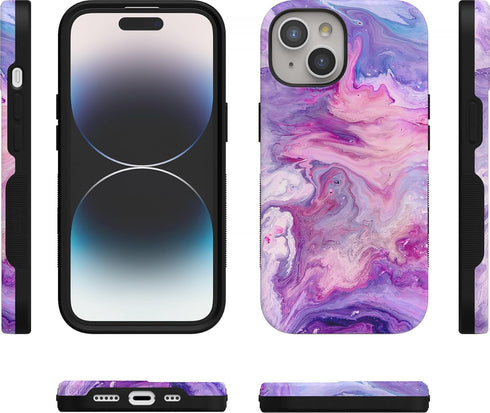 Casely iPhone 15 Case | Tie Dying Over You Purple Marble | Bold Case | Compatible with MagSafe