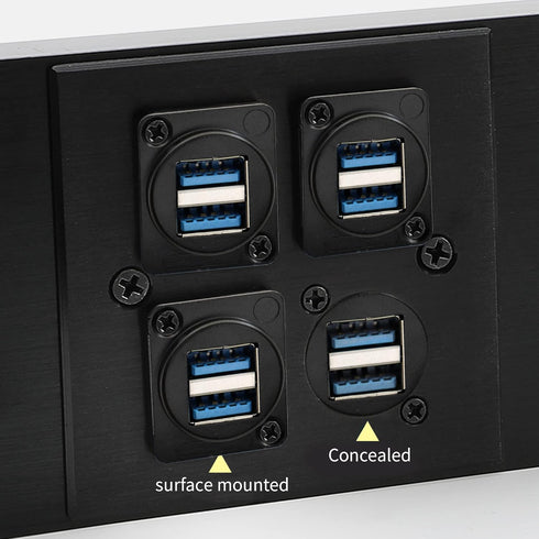 QIANRENON USB 3.0 Dual USB Panel Mount Solderless Connector, Female to Female Coupler for Audio and Video