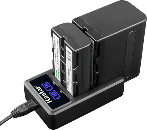 Kastar 4-Pack NP-F570 Battery and LED2 USB Charger for CCD-TR18, CCD-TR200, CCD-TR300 Cameras