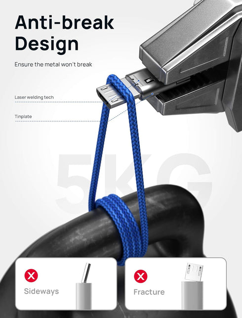 JSAUX Micro USB Cable (2-Pack 3.3FT+6.6FT) Nylon Braided Charger for Galaxy S7, S6, J7, Note 5, Kindle, MP3 - Blue