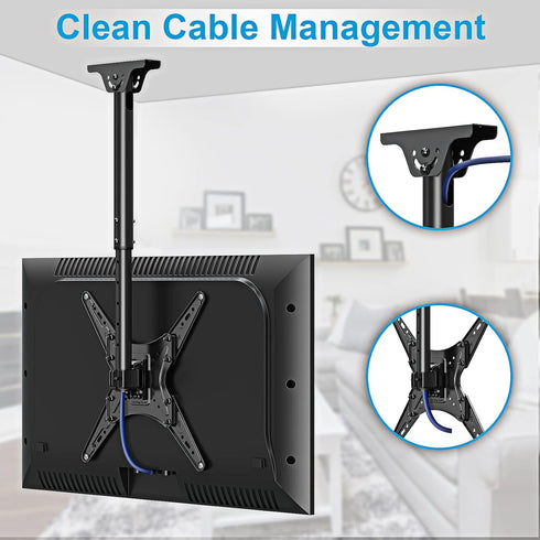MOUNTUP Ceiling TV Mount for 24''-65'' TVs, Full Motion Height Adjustable Bracket, Holds 99lbs, Max VESA 400x400mm