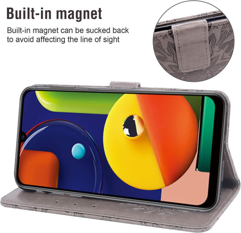Phone Case for Samsung Galaxy A50, Wallet Cases with Tempered Glass Screen Protector, Leather Magnetic Flip Cover