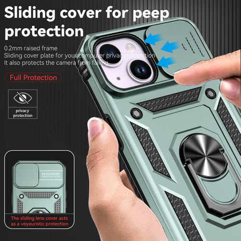 Hitaoyou Compatible with iPhone 15 Plus Case, iPhone 15 Plus Case with Camera Cover & Kickstand, Military Grade