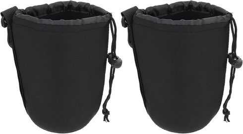 2pcs Camera Lens Bag Accessories, Drawstring Lens Case Pouch for DSLR Camera Lens, Shockproof Neoprene
