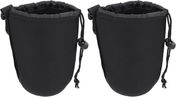 2pcs Camera Lens Bag Accessories, Drawstring Lens Case Pouch for DSLR Camera Lens, Shockproof Neoprene