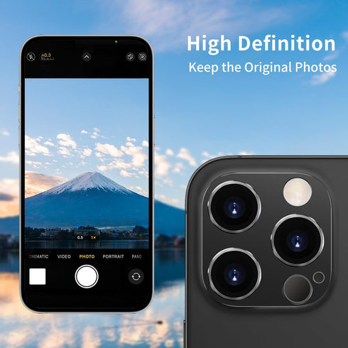 iPhone 14 Pro & Pro Max Camera Lens Protector - Silver, Anti-Scratch Tempered Glass, Shockproof Full Protection.
