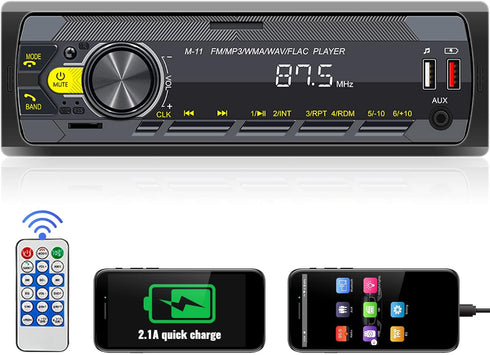 UNITOPSCI Single Din Car Stereo, Bluetooth 5.0 Multimedia Audio Receiver with Hands-Free Call Voice Control