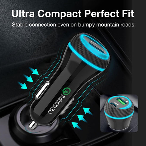 MOCA 51W Fast Charger for iPhone, USB C Dual Ports with 2pcs 3.3ft A-P/C-P Cable Car Charger Adapter for iPhone 13 12