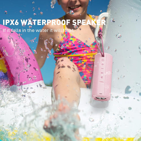 MIATONE Outdoor Portable Bluetooth Speakers, Wireless Speaker Waterproof - Pink