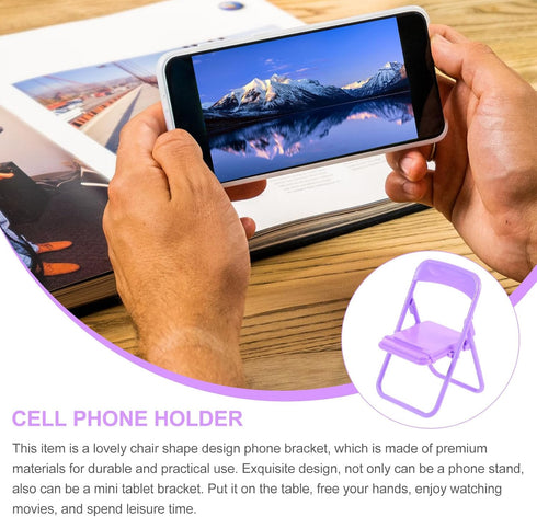 Beaupretty 10pcs Folding Chair Shape Phone Stands Portable Plastic Smartphone Holders Multi-Functional Desk Brackets