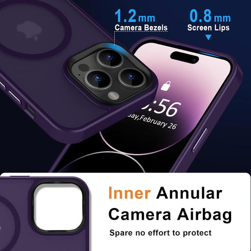 MOCCA iPhone 14 Pro Max Case - Deep Purple, 10FT Military Grade, Slim Shockproof, Translucent Matte, Magsafe Compatible.