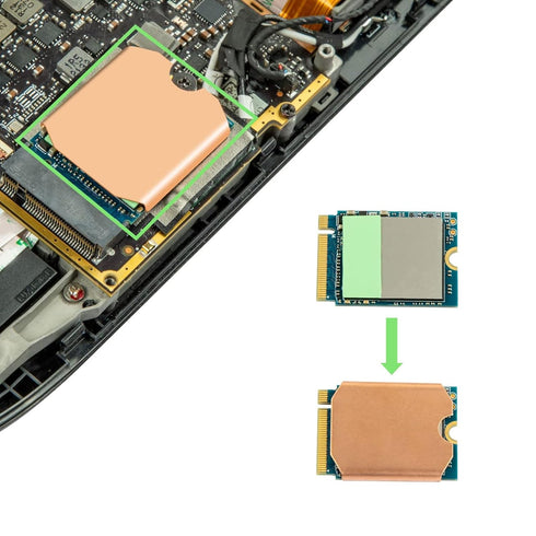 Steam Deck SSD Heatsink Thermal Pad, M.2 2230 NVME SSD Copper Heat Sink with Cooling Thermal Pastes and Repair Kit