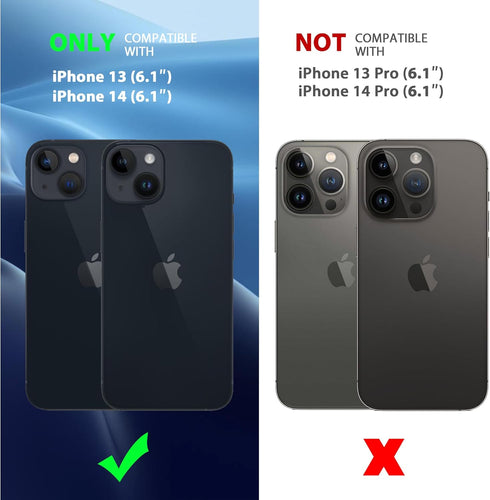 CACOE Dark Blue Magnetic Case for iPhone 13 & 14 (6.1") - Shockproof, Anti-Fingerprint, MagSafe & Car Mount Compatible.