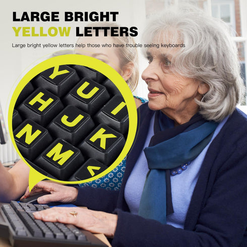 imComor 2PCS English Keyboard Stickers, Universal Computer Laptop Replacement Large Keyboard Stickers Big Bright Yellow