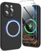 SURPHY iPhone 15 Pro Case (6.1", 2023) - Black Liquid Silicone, MagSafe Compatible + 2 Pack Screen Protectors.