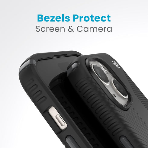 Speck Presidio2 15 6.1 inch 14/13 Grip iPhone Case - - Compatible with iPhone - Black/Slate Grey/White
