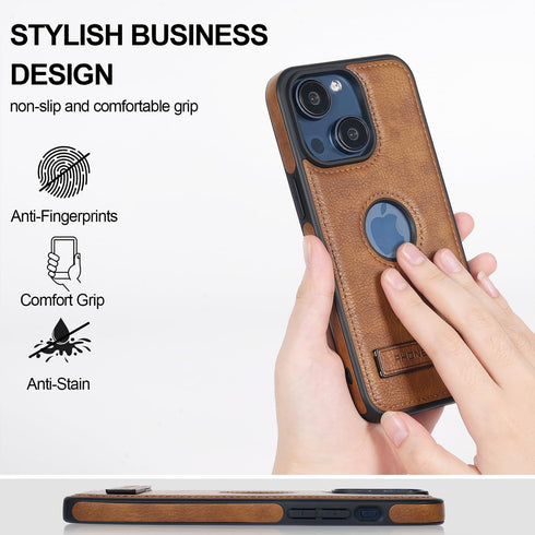 KSELF 15 15 6.1'', Leather Case for iPhone Case, Thin Flexible Soft Grip Luxury Cover, Protective Slim with Kickstand