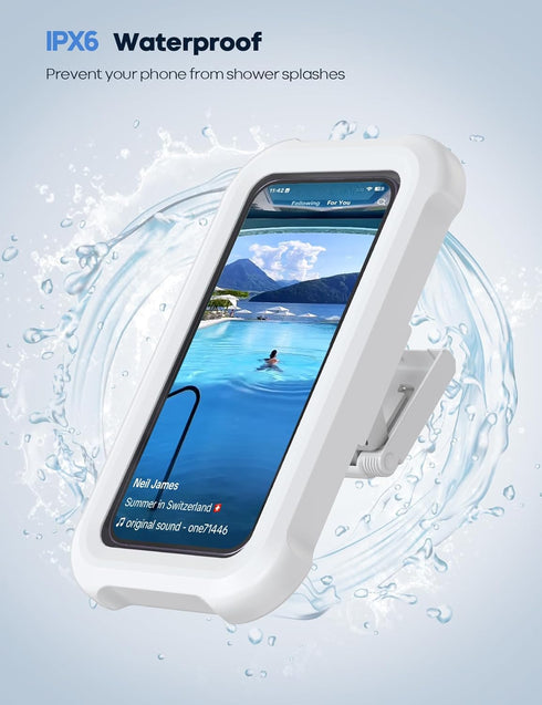 Lamicall Shower Phone Holder Waterproof - 480° Rotatable Adjustable Case Holder, Bathroom Wall Mount Stand for 4-7"