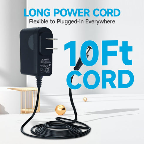 12V 1A/1000mA 10ft Long Power Supply Adapter, 12W Adaptor AC to DC Adapter Cord with 3 Tips for LED Strip Lights,BT Speaker, Router,CCTV Cameras and More, UL Listed
