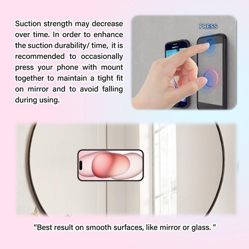 Silicone Suction Phone Case, Magnetic Phone Mount for iPhone and Android, Mirror Shower Phone Holder, Rose Pink