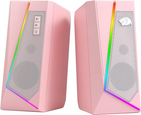 Redragon GS520 RGB Desktop Speakers - 2.0 Channel PC Computer Stereo Speaker with 6 Colorful LED Modes, Enhanced Sound
