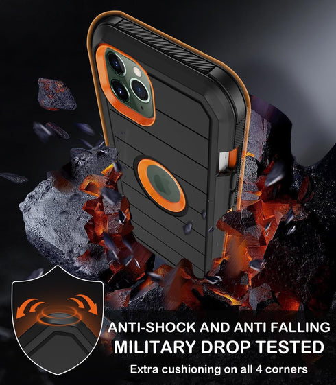 Shop iPhone 11 Pro Max Case (6.5") - Heavy Duty, Military Grade, Shockproof, with Belt Clip Holster & Screen Protector