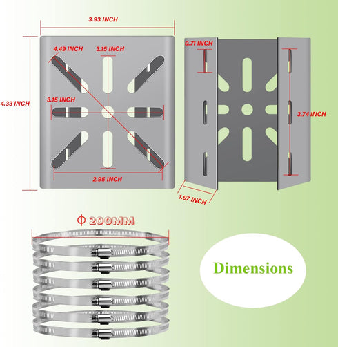 2pcs Universal Wall Mounting Bracket with 6 Loops, Stainless Steel Vertical Pole Mount Adapter for CCTV Security Camera
