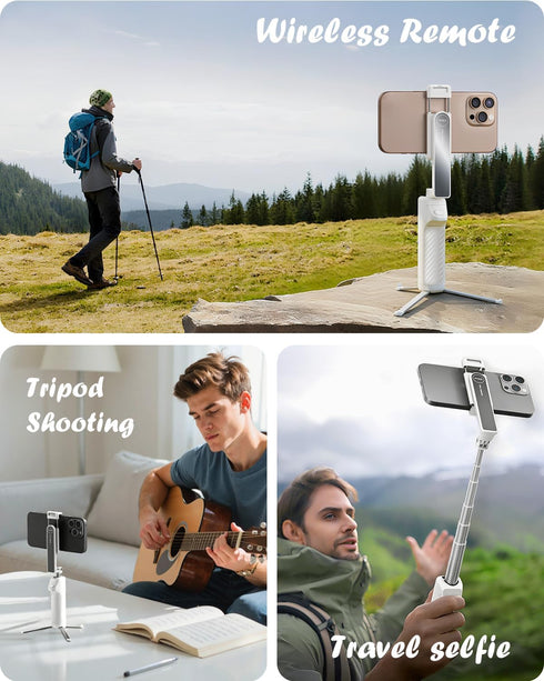 Viozon 47" Aluminum Alloy Wireless Selfie Stick Tripod with Detachable Remote, Lightweight Extendable Phone Stand