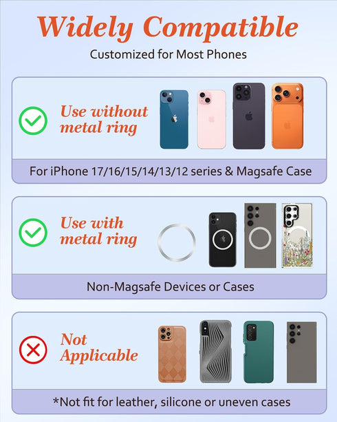 LISEVO 17/16/15/14/13/12 Magnetic Phone Grip for MagSafe Magnetic Cell Phone Stand Magnet Removable Kickstand Finger