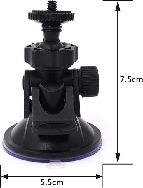 CH01A 1/4" 1/8" Thread Suction Mount Tripod Holder - Fits Sony/Ricoh/HP/GoPro/Oculus, Dash Cam Mount Holder