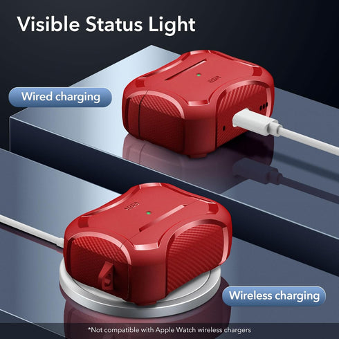 ESR AirPods Pro 2nd Generation Case (HaloLock), Compatible with 1st/2nd Gen, MagSafe, Drop Protection, Red with Cleaner