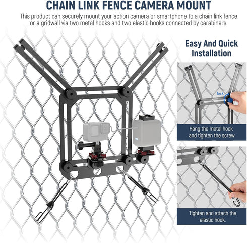 NEEWER Phone Fence Mount with Holder for Game Changer Mounting, Shock Absorbing Compatible with Mevo Start GoPro
