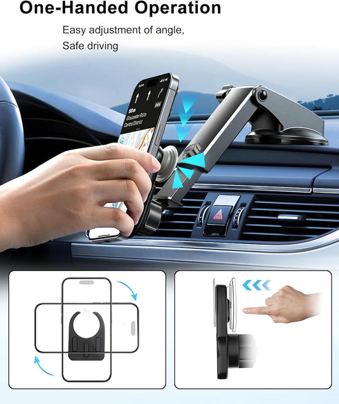 Dashboard Windshield Car Phone Holder for Pop Socket, Powerful Suction Cup Mount Fits All Smartphones
