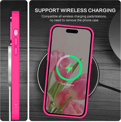 BENTOBEN iPhone 13 Pro Case - Hot Pink Translucent Matte, Slim Shockproof, Compatible with MagSafe, 6.1" Protective