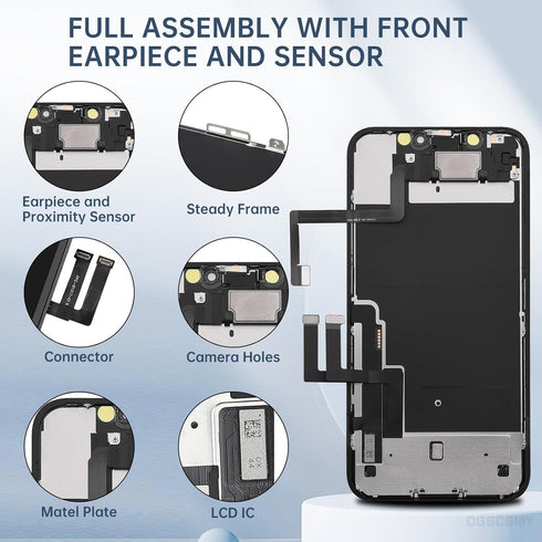 for iPhone 11 Screen Replacement 6.1 inch Assembled with Ear Speaker Assembly, Earpiece, 3D Touch LCD Display Digitizer