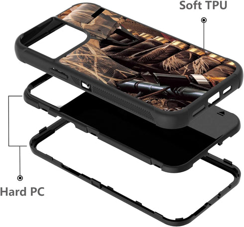 iPhone 11 Case, Duck Hunting Camouflage Heavy Duty 3 in 1 Hybrid Shockproof Protective Cover