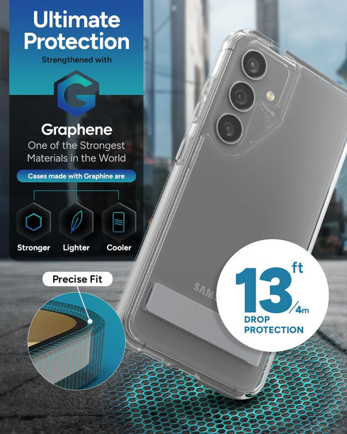 ZAGG Crystal Palace Case for Samsung Galaxy S24 Ultra - Ultra-Slim, Kickstand, 13ft Drop Resistant, Eco-Friendly, Clear