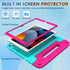 LTROP Kids Case for iPad 9th/8th/7th Generation - Turquoise and Rose Handle Stand Case for 10.2 iPad