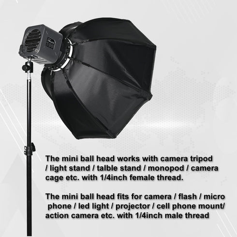 SIOTI Mini Tripod Ball Head - Swivel Mini Ball Head, Panoramic 360° Vertical Pan 90°, Compatible with Projector/DSLR
