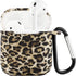 Seadream Silicone Leopard Pattern Protective Cover Case, Metal Keychain Compatible with Apple AirPods
