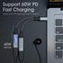 ZOOAUX USB C Splitter, 2-in-1 Type C Audio Dongle Cable with PD 60W Fast Charging, Dual USB C Headphone and Charger