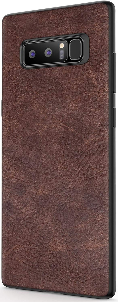 Salawat Slim PU Leather Case for Galaxy Note 8, Vintage Shockproof Lightweight Soft TPU Bumper Protective Cover (Dark