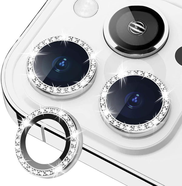 Xfilm Bling Diamond Camera Lens Protector for iPhone 13 Pro/Max, Scratch Proof HD Clear Tempered Glass, Case Friendly